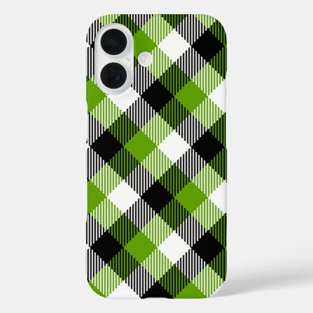 Simple Tartan Plaid Neon Green iPhone 16 Hülle (Rückseite)