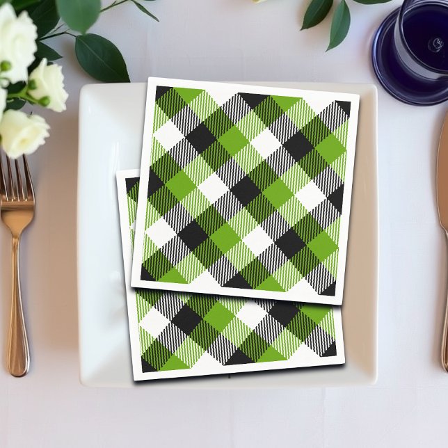 Simple Tartan Plaid Neon Green Serviette (Von Creator hochgeladen)