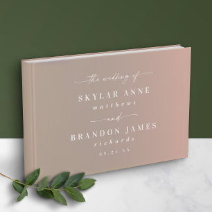 Simple Taupe Beige & Blush Pink Ombre Wedding Gästebuch