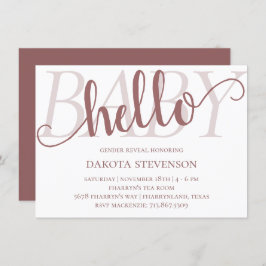 Simple Taupe Hello Baby | Wüste Rose Mauve Script Einladung