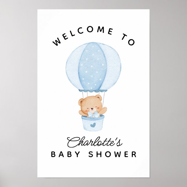 Simple Teddy Bear Blue Balloon Poster (Vorne)