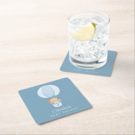 Simple Teddy Bear Blue Balloon Rechteckiger Pappuntersetzer