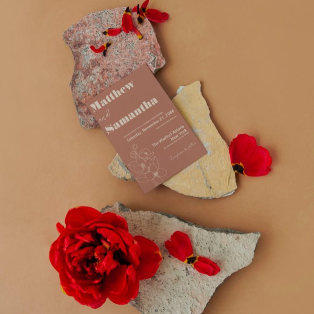 Simple Terracota Burnt Orange Calligraphy Wedding Einladung (Von Creator hochgeladen)