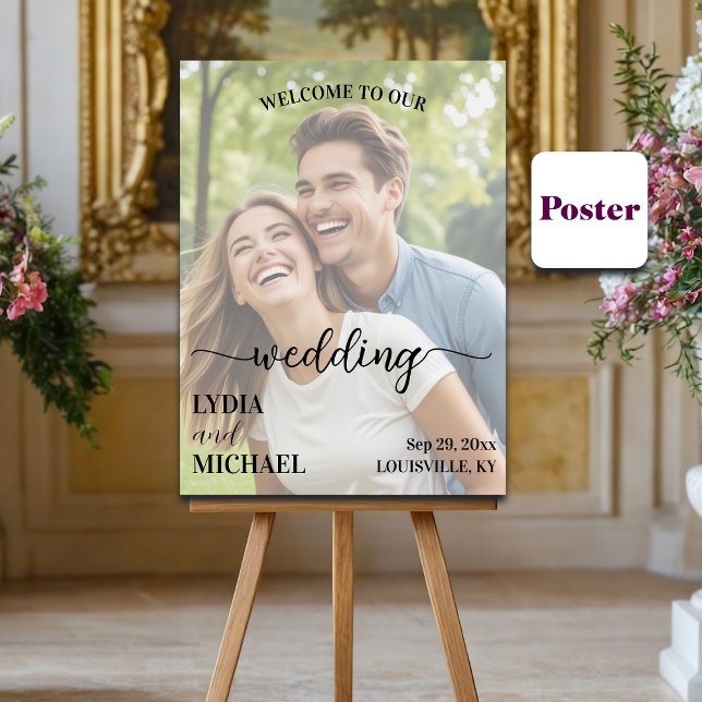 Simple Text Overlay Photo Wedding Welcome Poster (Von Creator hochgeladen)