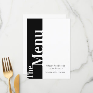 Simple texte mono noir avec menus mariages blancs