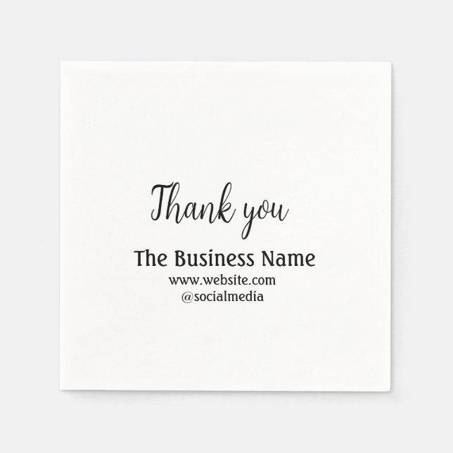 Simple thank you add business name details text  t serviette (Vorderseite)