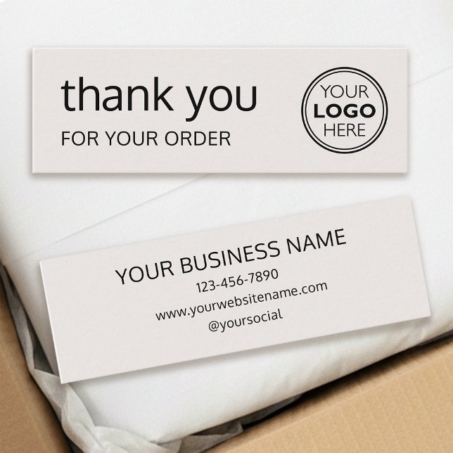 Simple Thank You Logo Brand Modern Off-White Mini Visitenkarte (Von Creator hochgeladen)