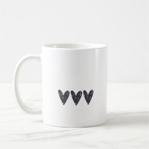 Simple Three Black Heart Kaffeetasse