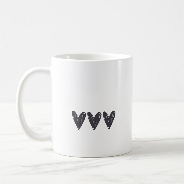 Simple Three Black Heart Kaffeetasse (Links)
