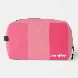 Simple Three Shades of Pink Stripes White Name Waschbeutel