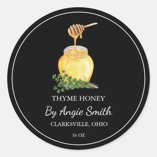 Simple Thyme Infused Honey Label Runder Aufkleber (Vorderseite)