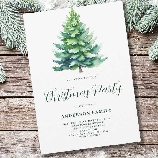 Simple Tree Christmas Party Einladung (Von Creator hochgeladen)