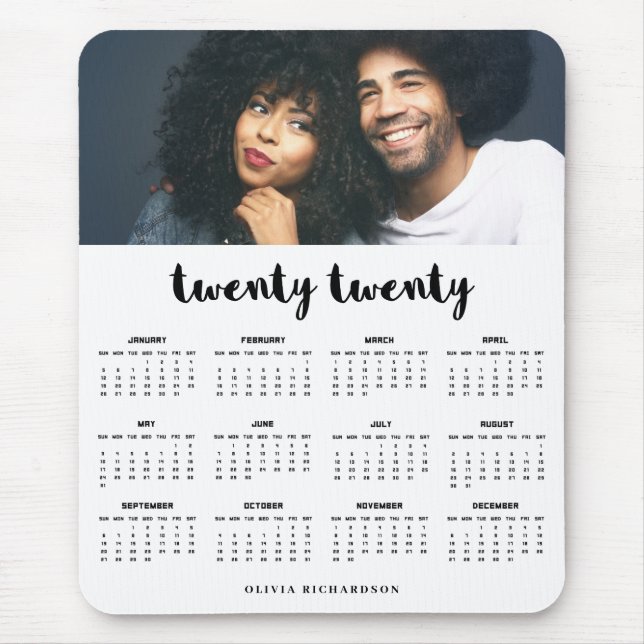 Simple Trendy Typografy 2020 Foto Calendar Mousepad (Vorne)