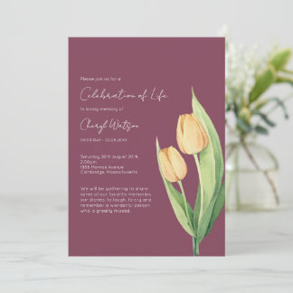 Simple Tulip Celebration of Life Funeral Einladung