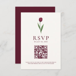 Simple Tulip Ivory Minimalist Wedding QR Code RSVP Karte