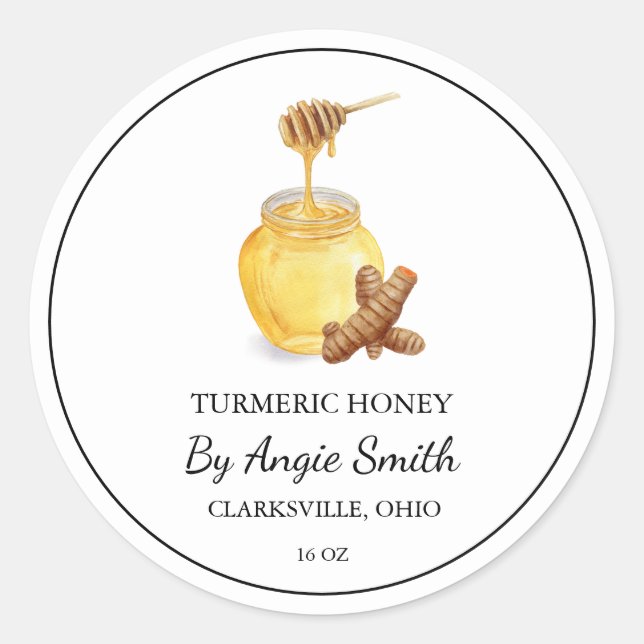Simple Turmeric Infused Honey Label Runder Aufkleber (Vorderseite)