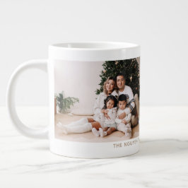 Simple Two Photo Holiday Year and Name Mug  Jumbo-Tasse
