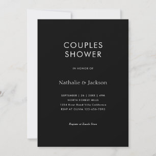 Simple Typografy Black Couple Shower Bridal Einladung