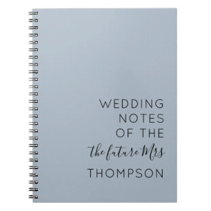 Simple Typografy Future Mrs Dusty Blue Wedding Notizblock