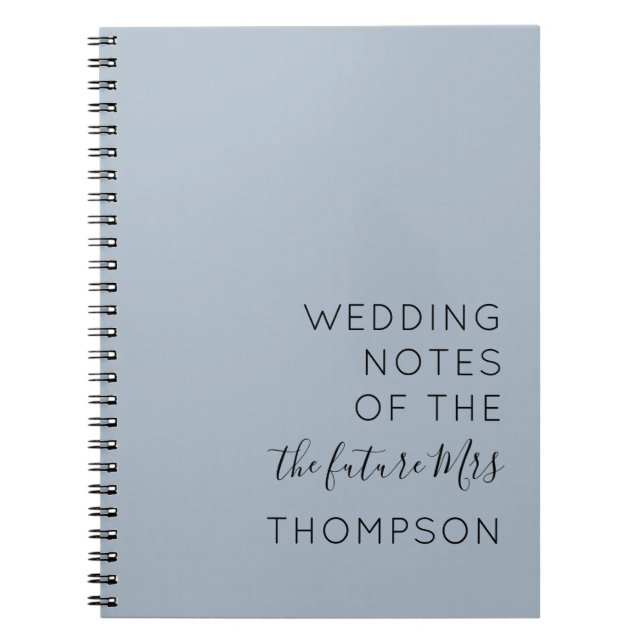 Simple Typografy Future Mrs Dusty Blue Wedding Notizblock (Vorderseite)