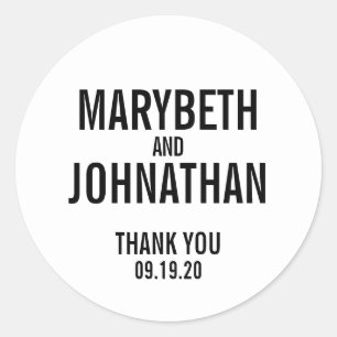Simple Typographie Mariage Favor Merci Sticker