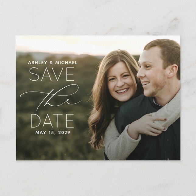 Simple Typography Photo Mariage Carte de Faire-Par (Devant)