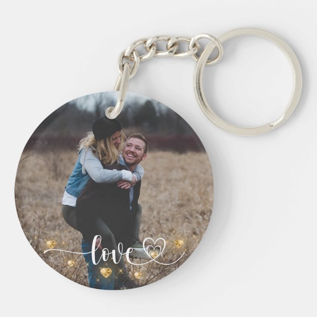 Simple Une Photo Script Moderne Aimer Bijoux Coeur (Dos)
