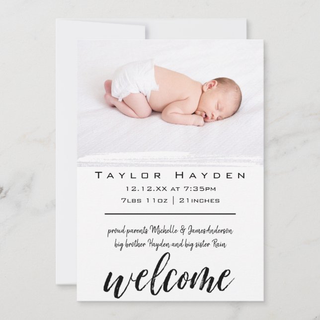 Simple Unisex Welcome Photo Faire-part de naissanc (Devant)