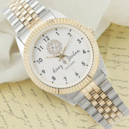 Simple Vintage Monogram Couple Names Armbanduhr