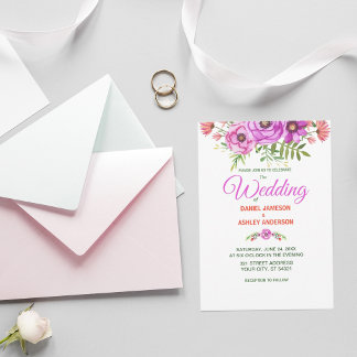 Simple violet violet Faire-part de mariage florale