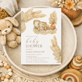 Simple Watercolor Boho Baby Shower Invitation Einladung