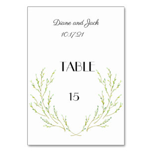 Simple Watercolor Laurel Wreath Tischnummer