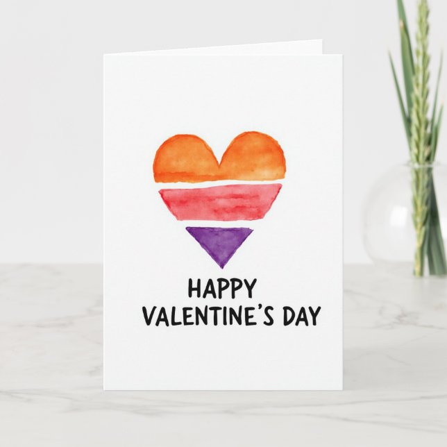 Simple Watercolor Valentines Card Karte (Vorderseite)