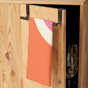 Simple Waves 3 - Rosa, Orange und Creme Geschirrtuch