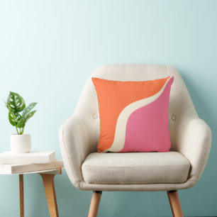 Simple Waves 3 - Rosa, Orange und Creme Kissen