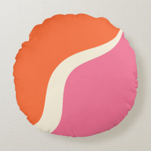 Simple Waves 3 - Rosa, Orange und Creme Rundes Kissen