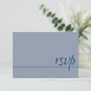 Simple Wedding RSVP Calligraphy Dusty Blue