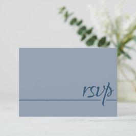 Simple Wedding RSVP Calligraphy Dusty Blue Karte