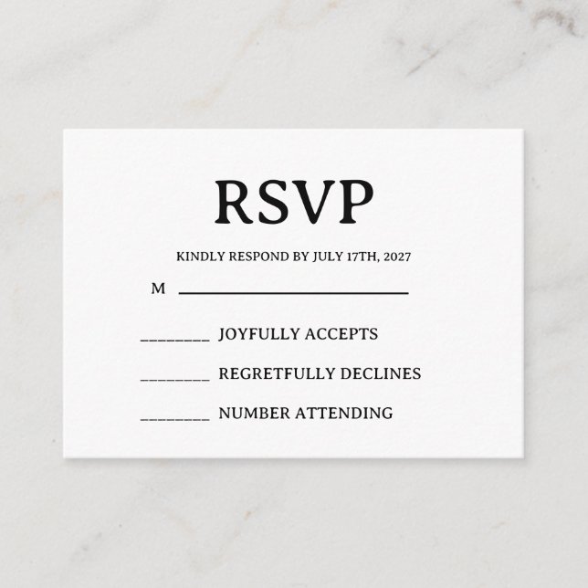 Simple Wedding RSVP Enclosure Card Begleitkarte (Vorderseite)