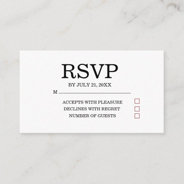 Simple Wedding RSVP Enclosure Card Begleitkarte (Vorderseite)