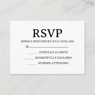 Simple Wedding RSVP Enclosure Card Begleitkarte