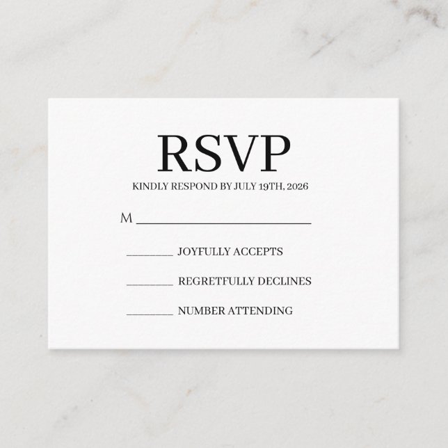 Simple Wedding RSVP Enclosure Card Begleitkarte (Vorderseite)