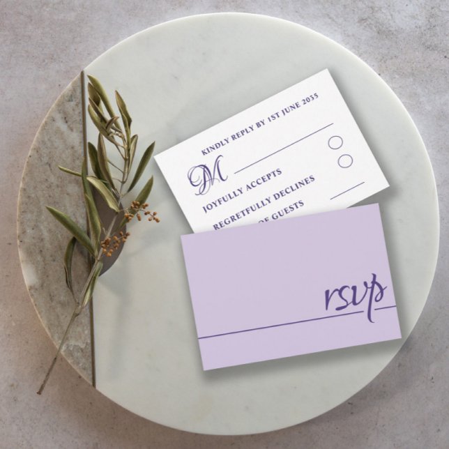 Simple Wedding RSVP Purple Lilac  Karte (Von Creator hochgeladen)