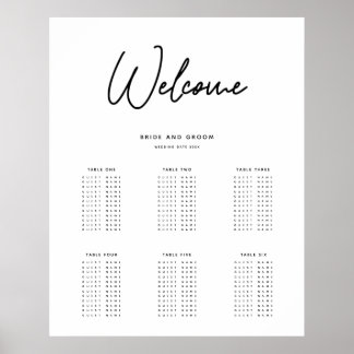 Simple Wedding Seating Chart Print Poster
