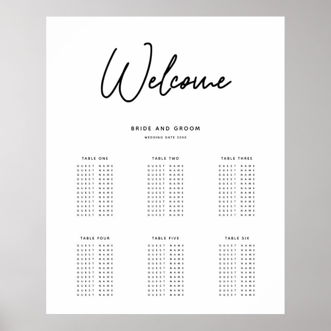 Simple Wedding Seating Chart Print Poster (Vorne)