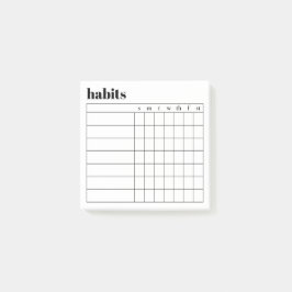 Simple Weekly Habit Sticky Notes, 3" x 3" Post-it Klebezettel