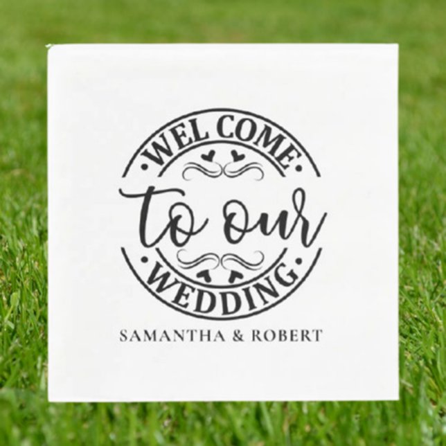 SIMPLE WELCOME WEDDING  SERVIETTE (Personalize  napkins effortlessly—add a heartfelt touch today!)