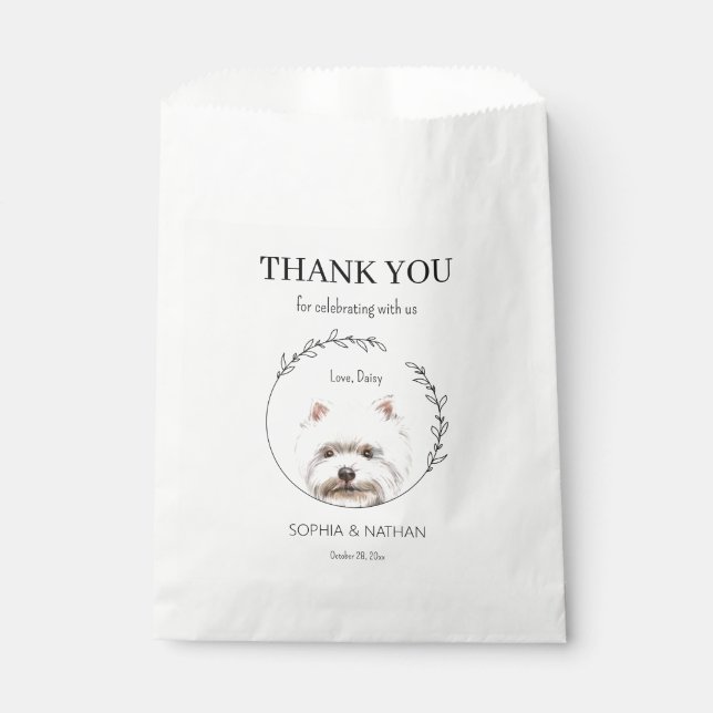 Simple Westie Wedding Vielen Dank für Ihre Gefalle Geschenktütchen (Vorderseite)