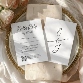 Simple Whimsical Handwritten Wedding RSVP Reply Karte