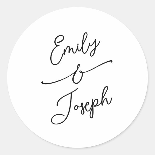 Simple Whimsical Handwritten Wedding  Runder Aufkleber (Vorderseite)